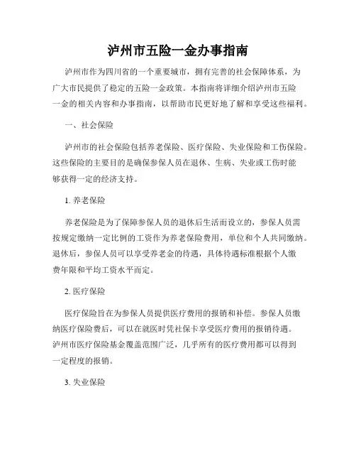 泸州市五险一金办事指南