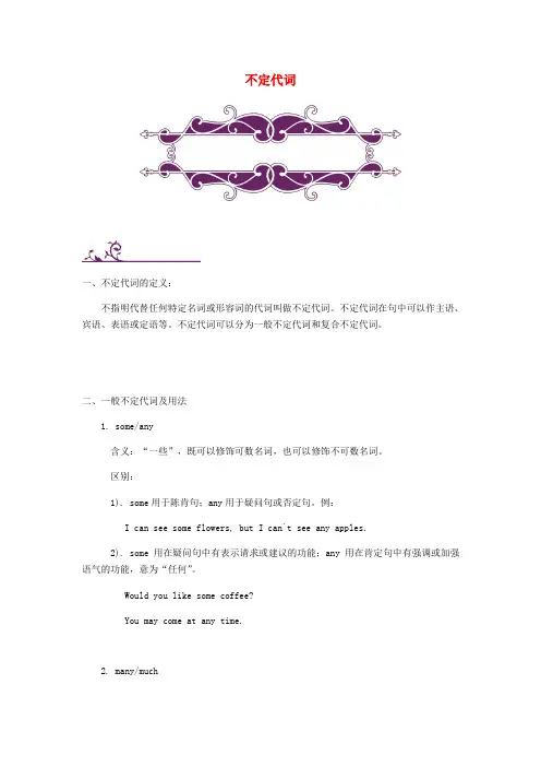 中考英语专题讲练： 不定代词(含解析)