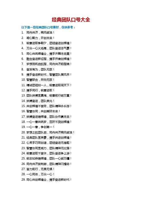 经典团队口号大全