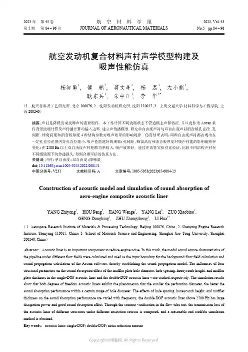 航空发动机复合材料声衬声学模型构建及吸声性能仿真