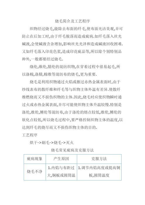 烧毛简介及工艺程序