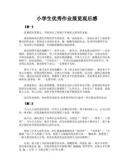 小学生优秀作业展览观后感