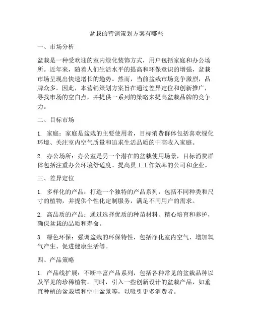 盆栽的营销策划方案有哪些