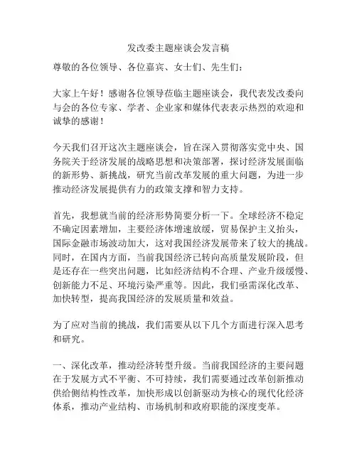 发改委主题座谈会发言稿