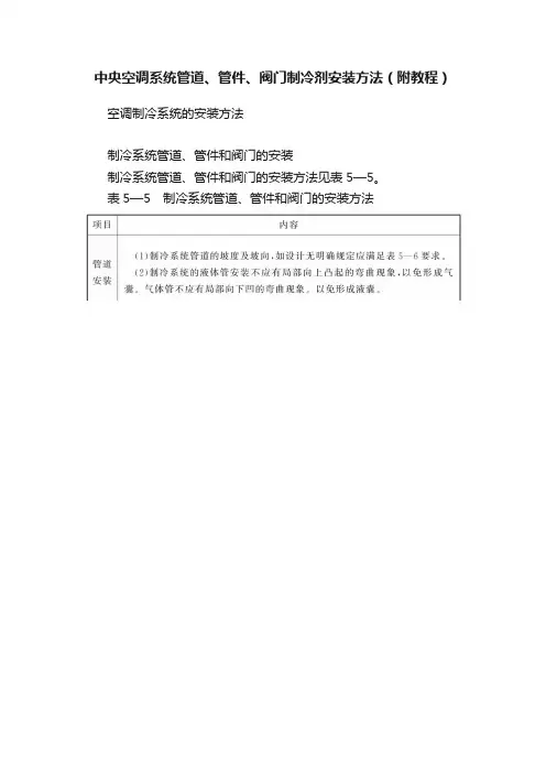 中央空调系统管道、管件、阀门制冷剂安装方法（附教程）