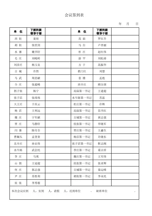 第一书记、下派干部签到表 -