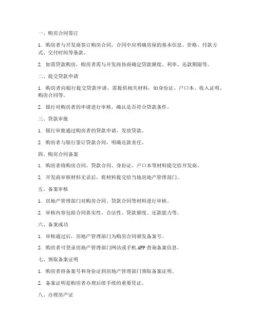 银行贷款购房合同备案流程