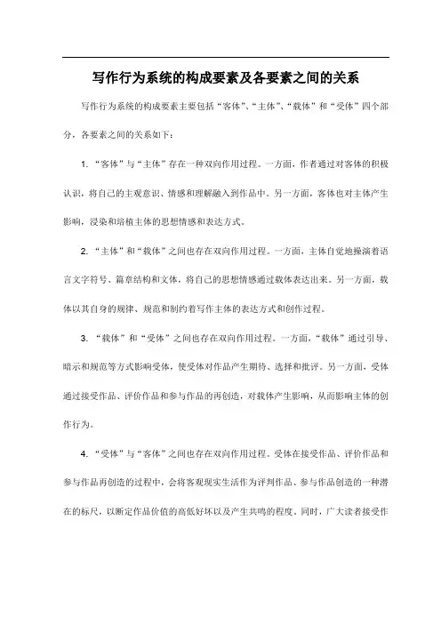 写作行为系统的构成要素及各要素之间的关系