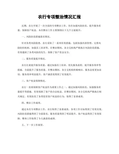农行专项整治情况汇报
