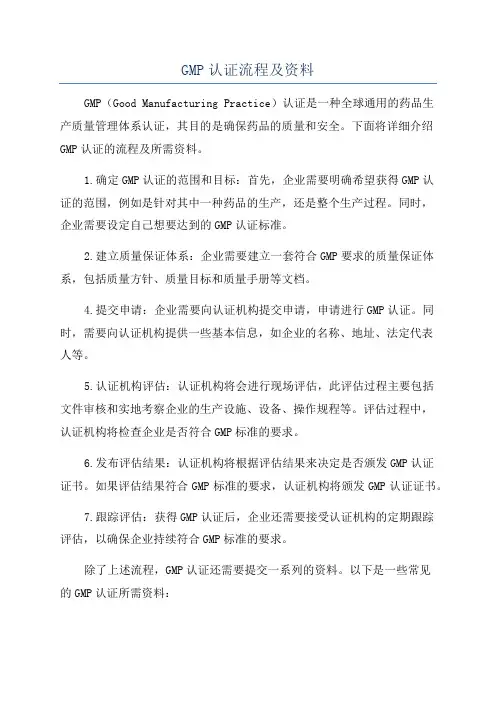 GMP认证流程及资料