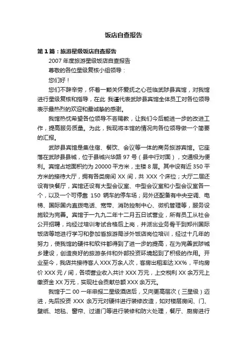 饭店自查报告