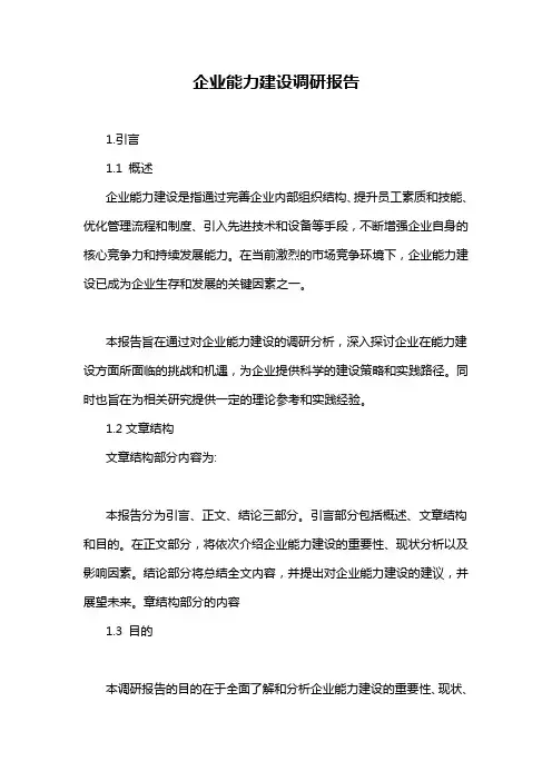企业能力建设调研报告