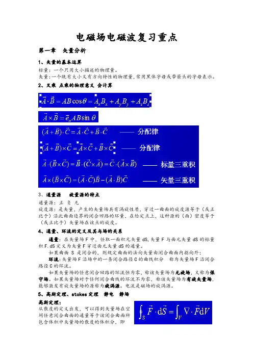 电磁场电磁波复习重点 