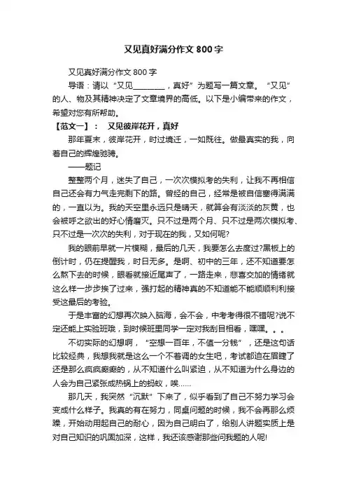 又见真好满分作文800字