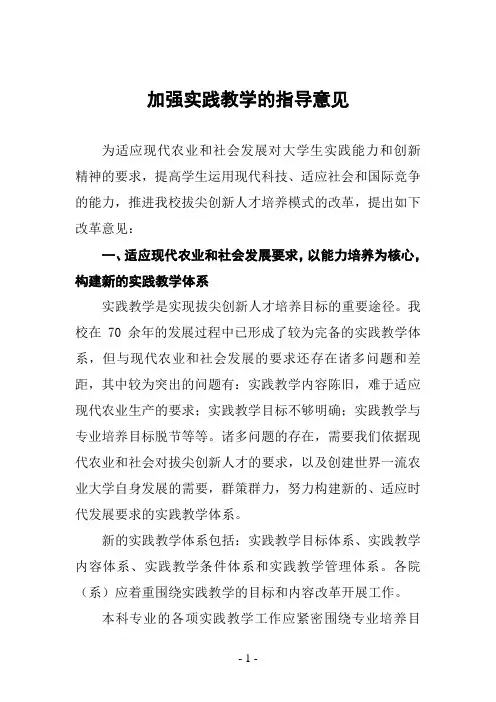 加强实践教学的指导意见