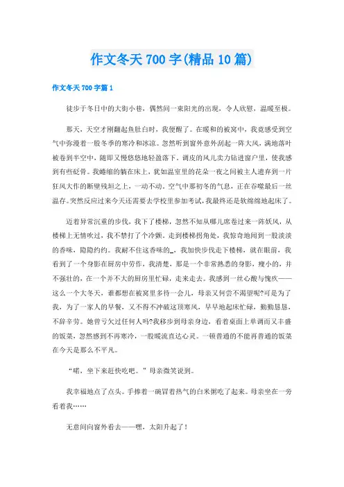 作文冬天700字(精品10篇)