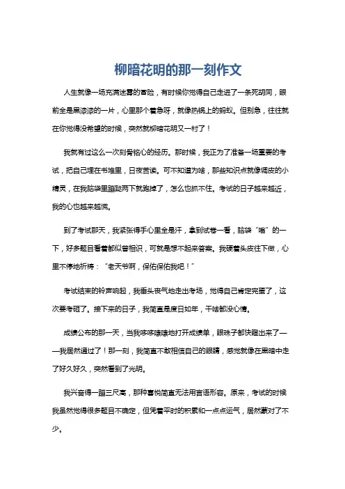 柳暗花明的那一刻作文
