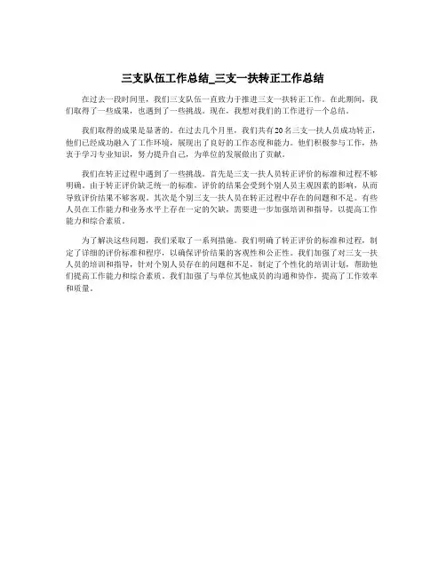 三支队伍工作总结_三支一扶转正工作总结