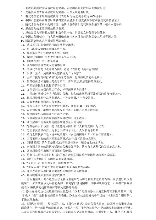 中外美术简史复习重点