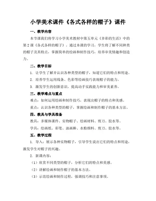 小学美术课件《各式各样的帽子》课件