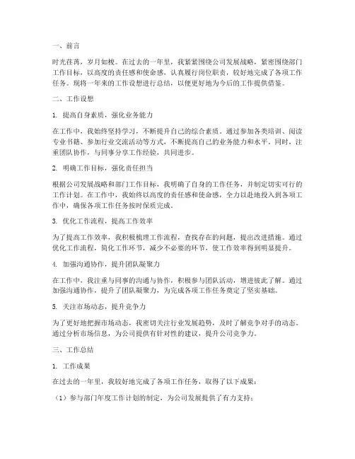 工作设想总结范文