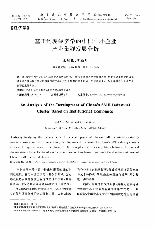 基于制度经济学的中国中小企业产业集群发展分析