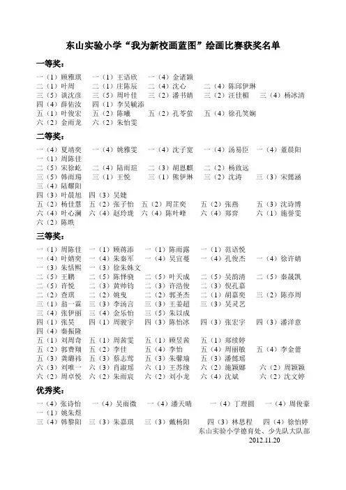 东山实小“我为新校画蓝图”绘画比赛获奖名单