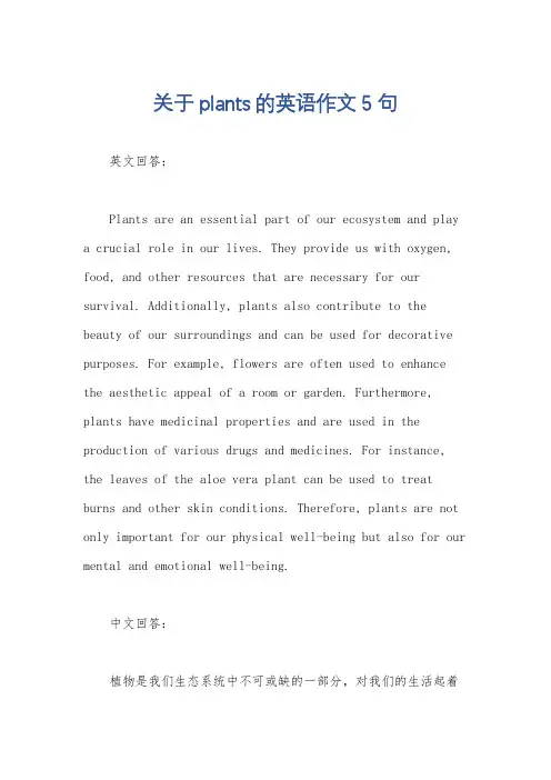 关于plants的英语作文5句