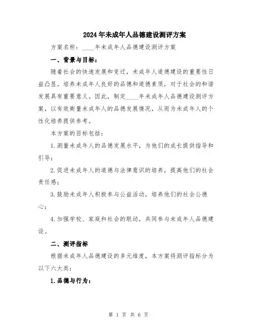 2024年未成年人品德建设测评方案