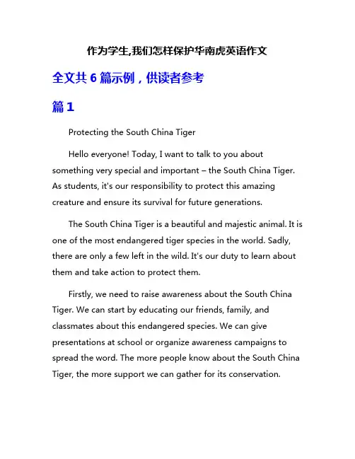 作为学生,我们怎样保护华南虎英语作文