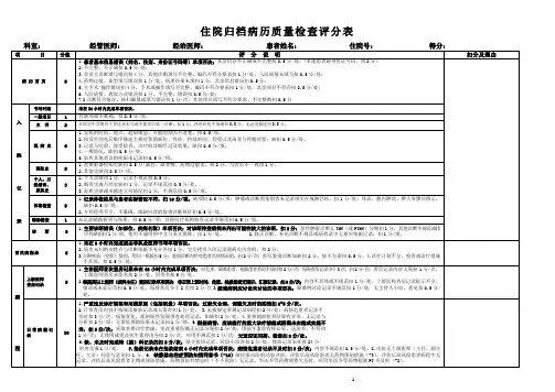 住院病历质量检查评分表