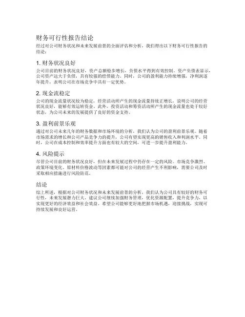 财务可行性报告结论