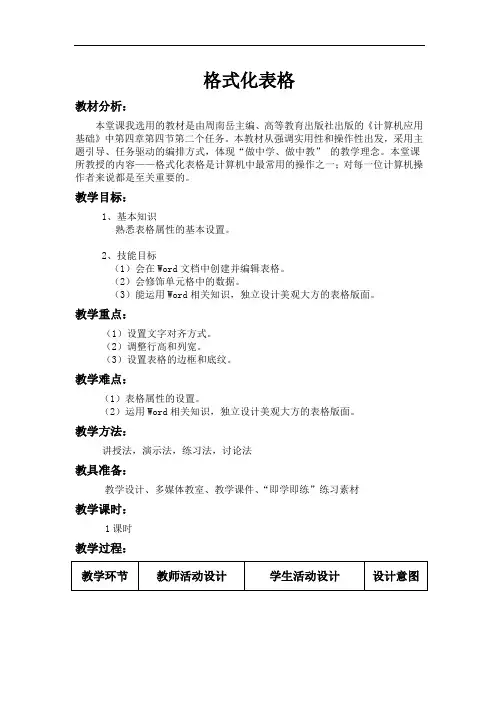 格式化Word表格