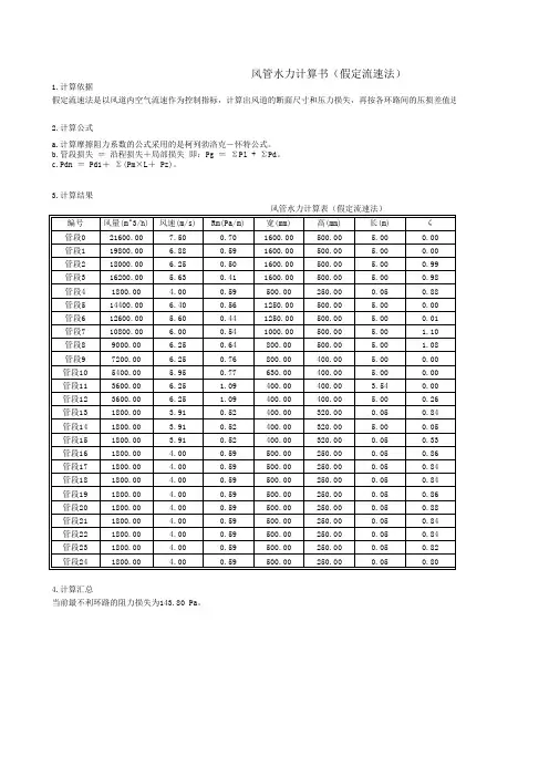 风管水力计算