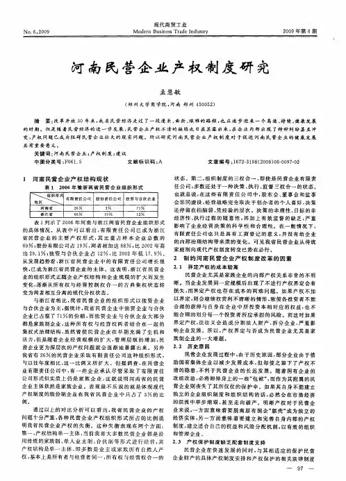 河南民营企业产权制度研究