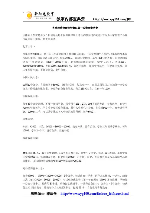 各院校法律硕士学费汇总—法律硕士学费
