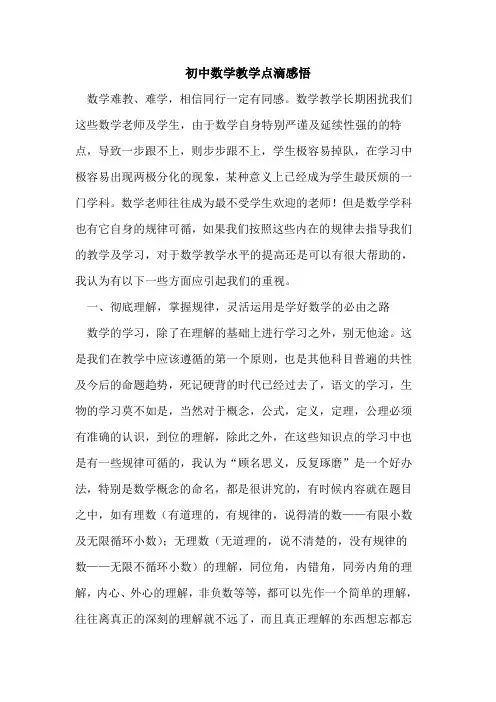 初中数学教学点滴感悟