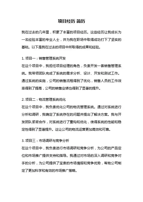 项目经历 简历