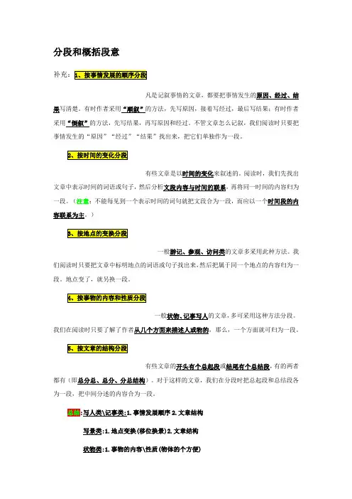 分段、概括段意