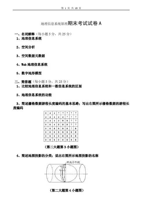 地理信息系统原理试卷及答案6套