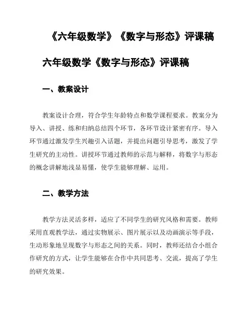 《六年级数学》《数字与形态》评课稿