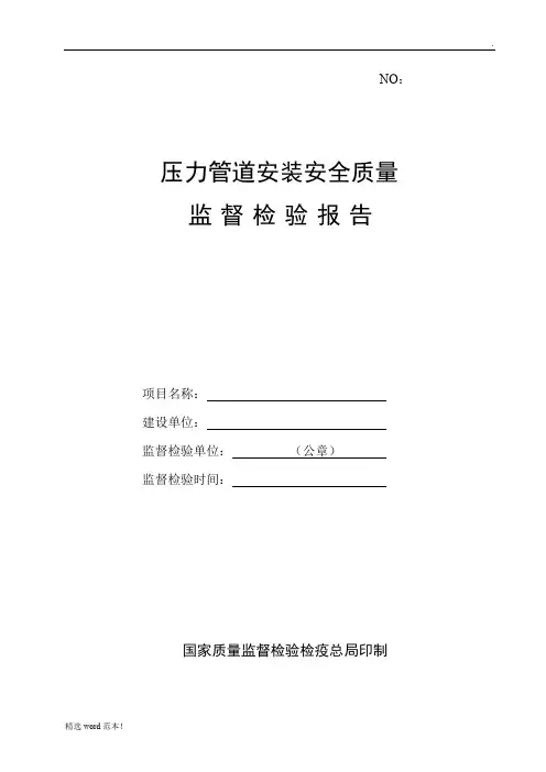 压力管道安装安全质量监督检验报告