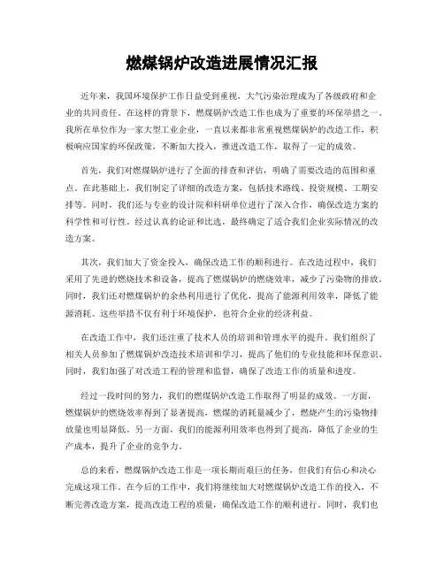 燃煤锅炉改造进展情况汇报