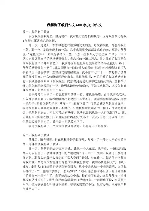 我得到了教训作文600字_初中作文