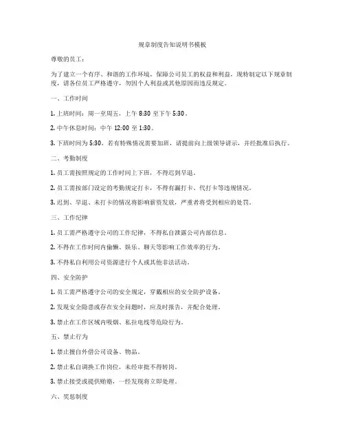 规章制度告知说明书模板