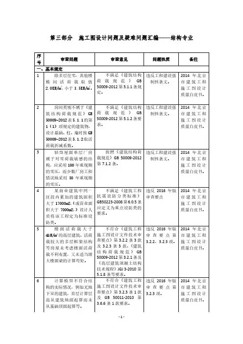 施工图设计文件审查质量和疑难问题汇编(结构)