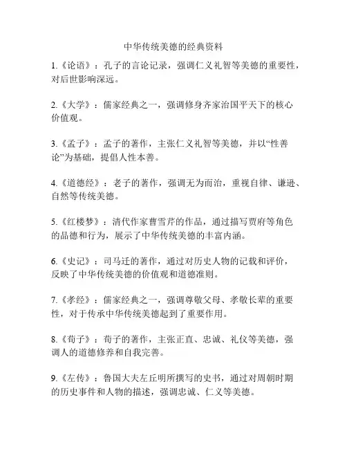 中华传统美德的经典资料