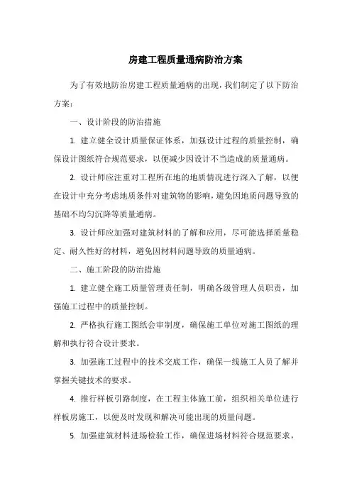 房建工程质量通病防治方案
