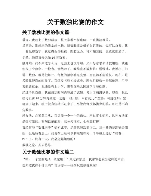 关于数独比赛的作文