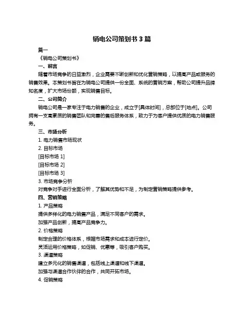 销电公司策划书3篇